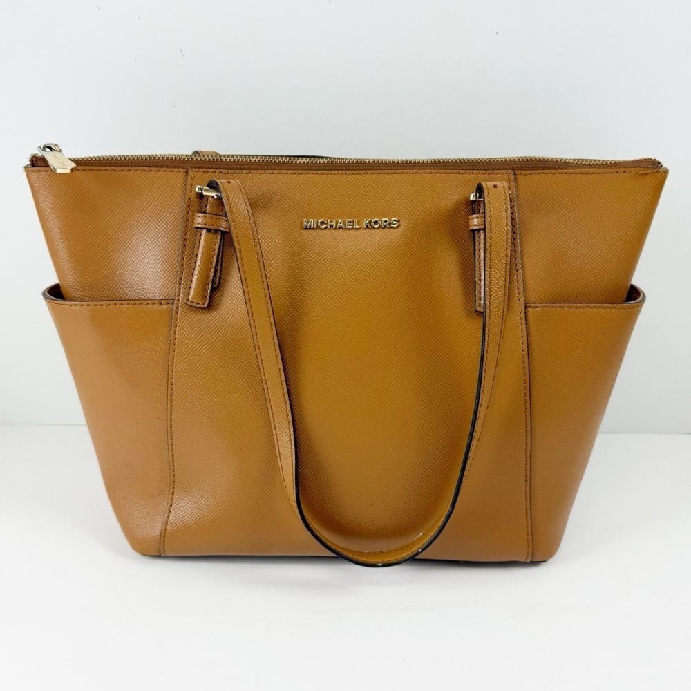 Michael Kors Purse Womens Large Brown Saffiano Leather Tote Bag - Picture 1 of 13